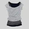 Camisa corta de manga corta con hombros descubiertos, puramente deseable, para mujer, nuevo top de verano ajustado con diseño único