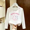 Camiseta de manga longa para meninas, algodão puro, para o outono, novo modelo 2026, blusa de outono infantil, blusa básica casual super fofa para meninas pequenas