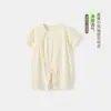 Traje de aire acondicionado para bebé, pijama de manga corta, conjunto de una pieza de Lyocell, ropa de verano para lactantes, mameluco fino, traje para gateo de recién nacido, pijama