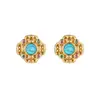 Nuevos Pendientes de Trébol de Cuatro Hojas Turquesa Azul Estilo Chino, Modernos y Elegantes, Pendientes Versátiles de Lujo Ligero de Alta Gama, Accesorios para Orejas Retro Franceses