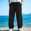 2025 Nuevos Pantalones Sueltos de Otoño para Hombre Pantalones Casuales Cordón Frontal Bolsillos Pierna Recta Cuadros Suave Playa