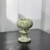 Ornamento de mármore estilo medieval com base alta para salas de estar de hotel e villa, copo de aromaterapia, castiçal de concha, decoração em pedra natural
