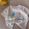 Camiseta de manga corta de algodón puro para niños y niñas, estilo nuevo de verano 2025, estilo infantil, versátil, para usar en la parte inferior, a la moda.