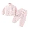 Pijama engrosado para niñas, conjunto de invierno con dibujos animados, cárdigan infantil, ropa de estar cálida de forro polar, pijama de bebé para invierno