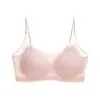 Ropa Interior Sin Costuras de Seda de Hielo Ultradelgada para Mujer, Verano, Fina, Transpirable, para Pecho Grande, Tirantes Pequeños, Sujetador de Espalda Bonita, Sujetador para Dormir