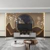 Nuevo Zen Chino Grille Imitación Madera Pared Tela Fondo TV Pared Papel Tapiz Sala de Estar Sofá Película Papel Tapiz Pintura Decorativa