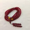 Pulsera de Ámbar Rojo No Natural de 108 Cuentas de Buda de Múltiples Vueltas Ámbar de Resina Burdeos Cuentas de Cera de Abeja Pulsera Retro