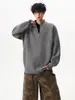 Elegante suéter con media cremallera y cuello alto para hombre, marca de moda otoño e invierno, top de punto casual de alta gama para usar debajo
