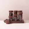 Juego de latas de café de madera de nogal negro transfronterizo, retro, alrededor de cafetería, con agujero, lata pequeña, recipiente vacío