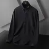 Camisa de Manga Larga para Hombre Primavera y Otoño 2025 Anti-arrugas Sin Planchar Profesional Elegante Casual de Negocios Camisa Negra