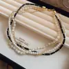 Collar de Perlas Acrílicas con Cuentas Multicapa Estilo Europeo Lujo Ligero Nicho Sentido de Alta Gama Cadena para Clavícula Temperamento Collar de Moda