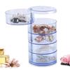 Caja de almacenamiento para accesorios de joyería, transparente, multicapa, giratoria, de escritorio, con acabado de plástico, resistente al polvo y a los cosméticos.