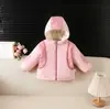 Abrigo grueso de algodón con bloques de color, con capucha, forro de borrego, a prueba de viento y cálido, para niños y niñas en otoño e invierno