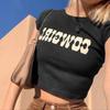 Estilo europeu e americano ins cropped camiseta de manga curta feminina camiseta curta 2022 novo design de moda feminina