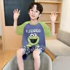 Pijama de Verano para Niños Niños Delgado de Manga Corta Imitación Algodón Ropa de Casa de Verano para Niños Mayores Conjunto Nuevo Estilo 2026