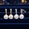 Brincos de pressão de pérola elegantes e da moda para mulheres, luxo leve vintage, brincos de zircônia versáteis para estudantes, atacado