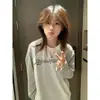 Camiseta de Manga Larga Raglán a Rayas de Bloques de Color Estilo Americano para Mujer, Nueva Superior Holgada Casual Versátil para Primavera y Otoño, Ins
