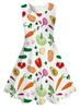 Amazon Verano Impresión Digital 3D de Verduras y Frutas Ropa para Niñas Vestido Fresco sin Mangas Vestido de Princesa para Niñas