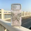 Case de Celular Apple 17Promax Borboleta Grande de Diamante Novo Iphone17Pro Silicone 16Plus Espelho