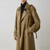 Casaco Trench Coat Clássico de Lapela Dupla de Comprimento Médio para Mulheres Primavera e Outono 2026 Petite Elegante Casaco Cáqui