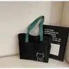 Nueva Bolsa de Lona Ligera Estilo Coreano de Verano con Color Contrastante Portátil Bolso de Hombro Versátil Casual para Viajes Diarios Bolso Tote Simple