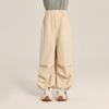 Calça Cargo Reta Bordada para Meninas Pudding Haru 2025 Nova Calça Longa de Cor Sólida Wide-Leg para Pais e Filhos