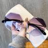 Nuevas gafas de sol personalizadas con marco irregular sin marco para mujer, gafas de sol con degradado de estilo coreano, protección UV HD