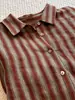 Muy recomendado: Camisa vintage de rayas rojas con cuello para mujer, estilo old money, nueva otoño 2026, camisa de mujer de corte holgado