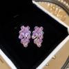 Brincos Flor e Folha Cravejados de Diamantes Estilo Retro Luxo Leve, Brincos Geométricos Modernos, Exquisitos, de Alta Qualidade para Mulheres