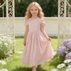 Vestido de gasa para actuación de piano de comercio exterior, vestido largo estilo francés, vestido formal para niños, vestido de princesa sin tirantes ni hombros descubiertos, vestido para niña