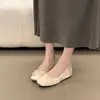 Sapatilhas de Ballet Quadradas First Encounter Season em Cetim com Solas Macias, Sapatos de Calçar com Laço para o Dia a Dia em Estilo Feérico