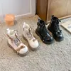 Botas Martin lisas para niños, nueva colección otoño/invierno 2026, estilo retro con adornos de perlas y moños, botines para niñas