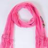 Novo Lenço Bordado Estilo Coreano Dupla Camada Beleza Gaze Lenço Feminino Renda Emendada Rosa Borboleta Fabricante Comércio Exterior
