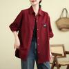 Foto Real Estilo Perezoso Camisa Holgada Coreana Casual Top Combinable Manga Larga Mezclilla Ropa de Trabajo Camisa Abrigo Mujer