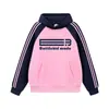 Sudadera con Capucha de Rayas Bloque de Color Estilo Americano para Hombres y Mujeres, Tendencia Nacional Otoño e Invierno Holgada Casual Sudadera Superior para Parejas