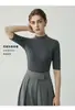 Camiseta de Manga Larga con Cuello Alto, Base de Lana Fina de una Sola Pieza, Nuevo Estilo de Verano, Ropa Interior Transpirable y Fresca para Mujer