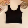 Spice Girl com Bojo Costas Bonitas Top Regata Branco Roupa Íntima Nova Sem Mangas Anti-deslizamento Roupa Externa Esportiva Feminina