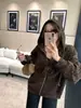 Moletom com zíper e capuz super estiloso para o início do outono para mulheres, novo modelo 2026, manga longa, soltinho, estilo casual, jaqueta com estampa de leopardo, moderno