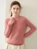 Novo suéter feminino de cashmere puro para outono e inverno, tricotado, espessado, gola redonda, camada interna, trança, quente, suéter base slim-fit