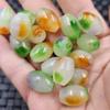Jade Esmeralda Huang Fei cuentas de agujero grande Jade cuentas sueltas verde flor flotante Oval Carretera pulsera de eslabones collar accesorios de joyería cuentas