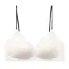 Sutiã feminino de verão fino, respirável, com aroma de camélia, sem costura, para seios pequenos, com suporte lateral e alças finas para um belo contorno das costas