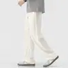 Pantalones de Lino Drapeados Lyocell Tencel para Hombre Verano Estilo Delgado Juventud Holgado Deporte Casual Pierna Recta Pantalones Modernos