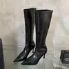 Botas Largas Chuyuji Marrones para Mujer, Botas Ajustadas, Botas Nuevas de Tacón Alto, Botas de Caña Alta, Botas Adelgazantes de Punta Fina