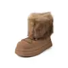 Botas de Neve Baixas com Solado Grosso de 5cm para Mulheres, Couro Bovino Fosco Estilo Coreano, Aparência que Aumenta a Altura e Emagrece, Botas de Algodão Estilo Coreano Nordestino
