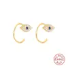 Brincos de Prata Esterlina S925 Olho de Diabo Olhos Azuis Moda Europeia e Americana Tendência Personalidade Versátil Gancho de Orelha Joia de Orelha com Diamante