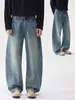 Nuevos pantalones vaqueros de pierna ancha rectos holgados para hombre estilo streetwear lavado vintage modernos