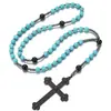 Collar Retro Religioso Personalizado No Magnético Transfronterizo Europeo y Americano Colgante de Piedra Natural con Cuentas Hecho a Mano Rosario