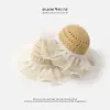 Sombrero de Paja con Encaje para Mujer de Ala Ancha Transpirable de Verano Sombrero de Sol para la Playa Cubre Cara Completa Parasol Sombrero Protector Solar Moderno