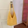 Bolsa de Crochê com Fio Acabado, Estilo Coreano Preguiçoso para Férias, Tecida Vazada, Grande Capacidade, Ombro Único, Nova Coleção Primavera/Verão 2026
