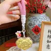 Llavero Shuibei Candado Dorado, Paz y Alegría, Oro Puro 999, Cadena para Teléfono, Colgante Lindo para Bolso, Adorno Decorativo al por Mayor